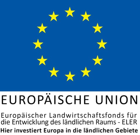 Logo der Europäischen Union – Europäischer Landwirtschaftsfonds für die Entwicklung des ländlichen Raums (ELER): Hier investiert Europa in die ländlichen Gebiete